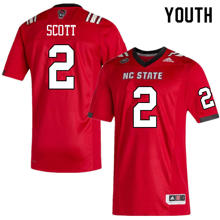 Youth #2 Jaylon Scott NC State Wolfpack College Football Jerseys Sale-Red - Click Image to Close